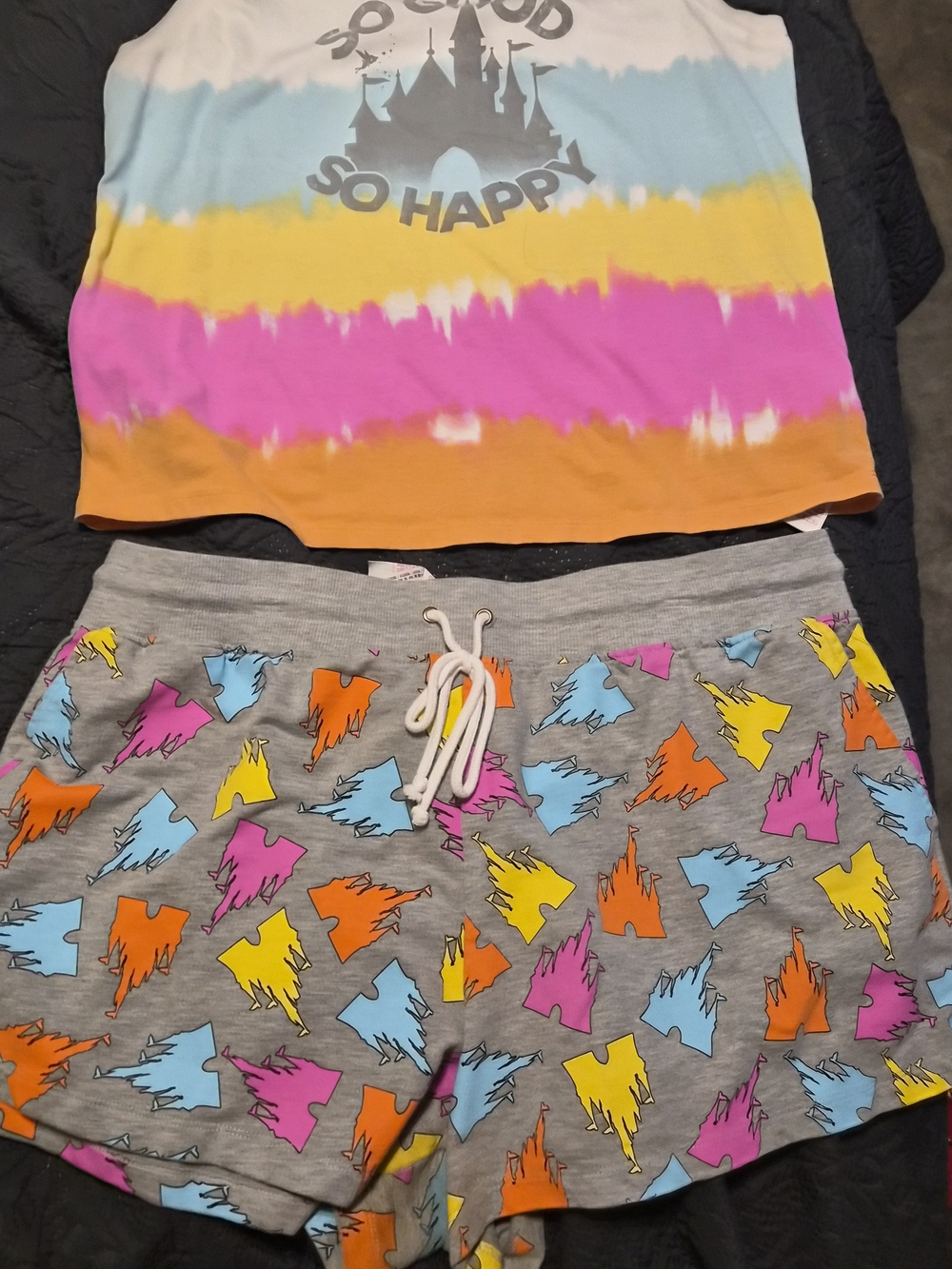 Disney Park Castle Tie-Dye Tank Top & Shorts Lounge Set (Plus Size 1X / XL)